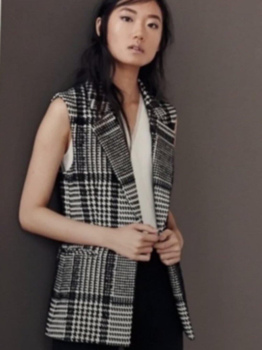Theory Eldora Houdstooth Plaid Wool Blend Vest 6